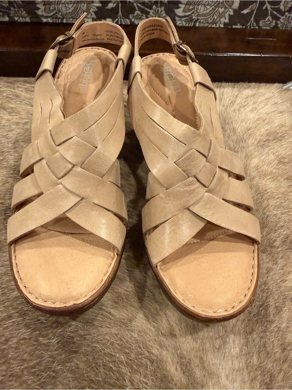 Born Womens Crevalle Leather Slingbacks Heel Sandals - Picture 2 of 7